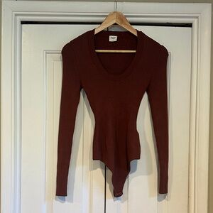 Abercrombie & Fitch Ribbed Bodysuit - Deep Brown